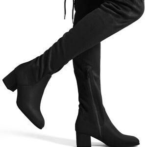 DREAM PAIRS Women's Laurence Over The Knee Thigh High Chunky Heel Boots Long